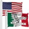 G128 Combo Pack: American USA Flag 3x5 Ft & Mexico Viva Mexico Flag 3x5 Ft, Both Printed 150D Polyester, Indoor/Outdoor, Brass Grommets